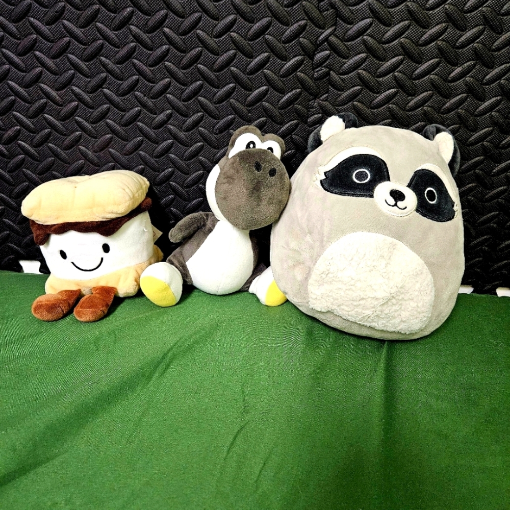 Cute Plush Toy Set - Raccoon, Dinosaur, and S'mores - Picture 3 of 13